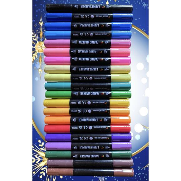 Zenacolor Fabric Markers Dual Tip Fine+Chisel Point Crafting Permanent 20 Set - Picture 7 of 7